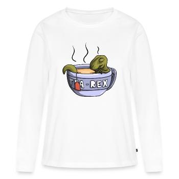 Tea-Rex - T-shirt manches longues Premium bio Femme - blanc - Devant - Julia (174cm)