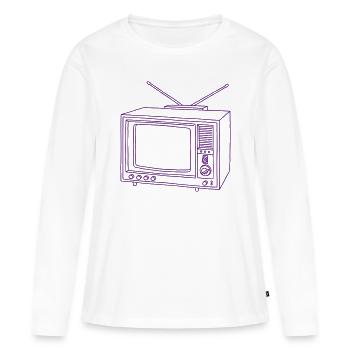 Television set TV - Women's Premium Organic Long Sleeve Shirt - white - Front - Julia (174cm)