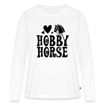 Cheval de loisir - Cheval de loisir - Équitation - Cadeau - T-shirt manches longues Premium bio Femme - blanc - Devant - Julia (174cm)