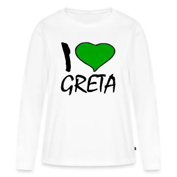 I love greta - Frauen Premium Bio Langarmshirt - Weiß - Vorne - Julia (174cm)