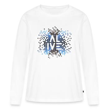 ALIVE - Édition de motifs géométriques / Noir et bleu - T-shirt manches longues Premium bio Femme - blanc - Devant - Julia (174cm)