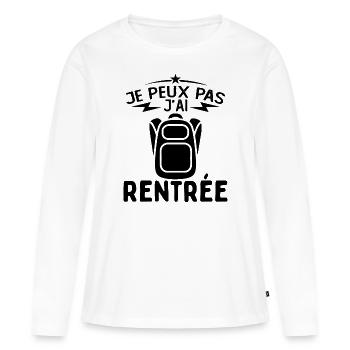 j'peux pas j'ai Rentrée Humour Rentrée Scolaire - T-shirt manches longues Premium bio Femme - blanc - Devant - Julia (174cm)