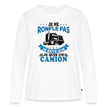 Je Ne Ronfle Pas Je Rêve Que Je Suis Un Camion - T-shirt manches longues Premium bio Femme - blanc - Devant - Julia (174cm)