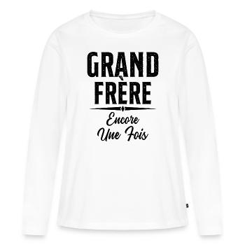 Grand Frère Encore Une Fois Annonce Grossesse - T-shirt manches longues Premium bio Femme - blanc - Devant - Julia (174cm)