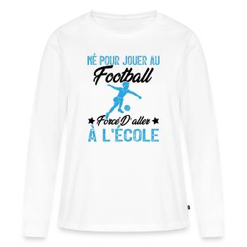 football joueur cadeau enfant homme garcon - T-shirt manches longues Premium bio Femme - blanc - Devant - Julia (174cm)