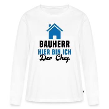 Maître d'ouvrage Ici, c'est moi le chef Chantier - T-shirt manches longues Premium bio Femme - blanc - Devant - Julia (174cm)