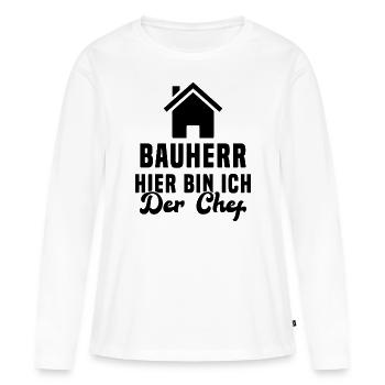Maître d'ouvrage Ici, c'est moi le chef Chantier - T-shirt manches longues Premium bio Femme - blanc - Devant - Julia (174cm)