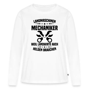 Mécanicien en machines agricoles Tracteur - T-shirt manches longues Premium bio Femme - blanc - Devant - Julia (174cm)