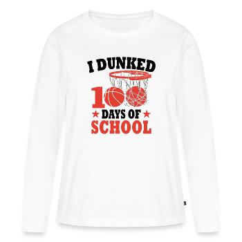 100 jours d'école Basket Cadeau Pour Enfants - T-shirt manches longues Premium bio Femme - blanc - Devant - Julia (174cm)