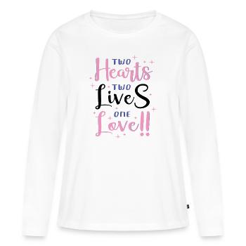 Zwei Herzen, zwei Leben, eine Liebe - Frauen Premium Bio Langarmshirt - Weiß - Vorne - Julia (174cm)