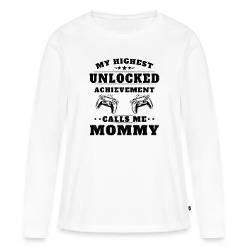 Mon plus haut accomplissement m'appelle mamie - T-shirt manches longues Premium bio Femme - blanc - Devant - Julia (174cm)