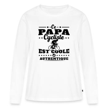 Ce papa cycliste est coole et authentique - T-shirt manches longues Premium bio Femme - blanc - Devant - Julia (174cm)