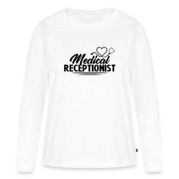 Réceptionniste médicale Cadeau réceptionnist - T-shirt manches longues Premium bio Femme - blanc - Devant - Julia (174cm)