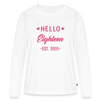 Bonjour dix-huit 2005 18 anniversaire fille - T-shirt manches longues Premium bio Femme - blanc - Devant - Julia (174cm)