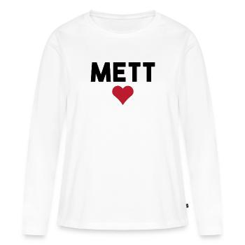 Mett Fleischher Amoureux du Mettigel et de la viande - T-shirt manches longues Premium bio Femme - blanc - Devant - Julia (174cm)