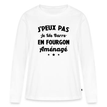 J'peux pas j me barre en fourgon aménagé - T-shirt manches longues Premium bio Femme - blanc - Devant - Julia (174cm)