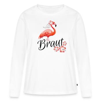 Braut Flamingo JGA Hochzeit Gruppenshirt 1 - Frauen Premium Bio Langarmshirt - Weiß - Vorne - Julia (174cm)