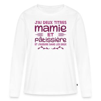 Granny and Pastry Chef | Grandma | Pastry - Women's Premium Organic Long Sleeve Shirt - white - Front - Julia (174cm)