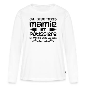 Granny and Pastry Chef | Grandma | Pastry - Women's Premium Organic Long Sleeve Shirt - white - Front - Julia (174cm)