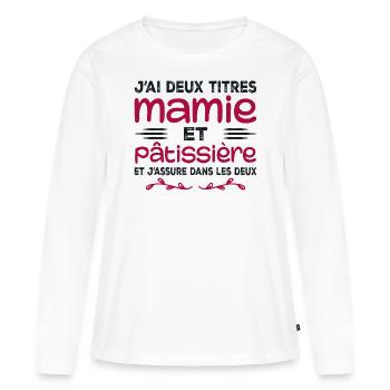 Granny and Pastry Chef | Grandma | Pastry - Women's Premium Organic Long Sleeve Shirt - white - Front - Julia (174cm)