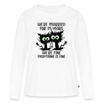 25 ans marié argent noces cadeau d’anniversaire - T-shirt manches longues Premium bio Femme - blanc - Devant - Julia (174cm)