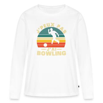 Ich kann nicht bowlen - Frauen Premium Bio Langarmshirt - Weiß - Vorne - Julia (174cm)