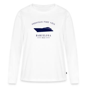 OneOcean Port Vell Marina Barcelone Yacht Club - T-shirt manches longues Premium bio Femme - blanc - Devant - Julia (174cm)