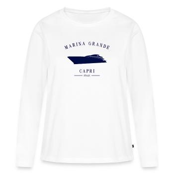 Marina Grande, Capri Yacht Club, Côte amalfitaine, Italie - T-shirt manches longues Premium bio Femme - blanc - Devant - Julia (174cm)