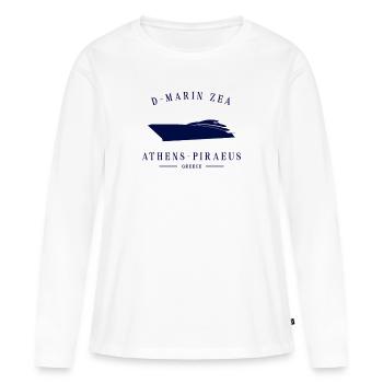 D-Marin Zea Marina Grèce Yacht Club Le Pirée - T-shirt manches longues Premium bio Femme - blanc - Devant - Julia (174cm)
