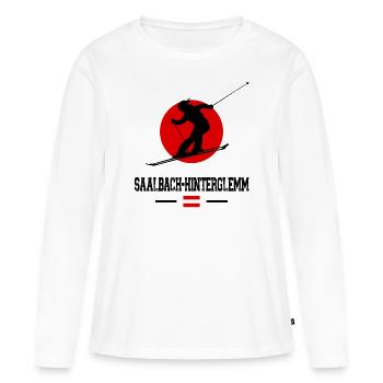 Station de ski de Saalbach Hinterglemm Alpes autrichiennes - T-shirt manches longues Premium bio Femme - blanc - Devant - Julia (174cm)