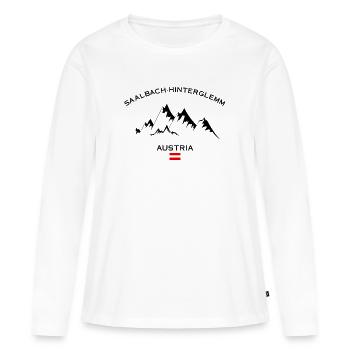 Station de ski de Saalbach Hinterglemm Alpes autrichiennes - T-shirt manches longues Premium bio Femme - blanc - Devant - Julia (174cm)