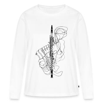 Flöte Skizze - Frauen Premium Bio Langarmshirt - Weiß - Vorne - Julia (174cm)