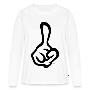 Raised index finger (finger / right hand / 1C) - Women's Premium Organic Long Sleeve Shirt - white - Front - Julia (174cm)