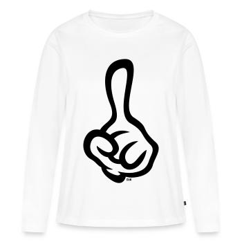 Raised index finger (finger / left hand / 1C) - Women's Premium Organic Long Sleeve Shirt - white - Front - Julia (174cm)