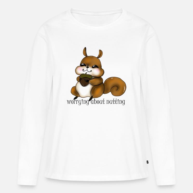 Kuscheliges Eichhörnchen mit Nuss - Frauen Premium Bio Langarmshirt - Weiß
