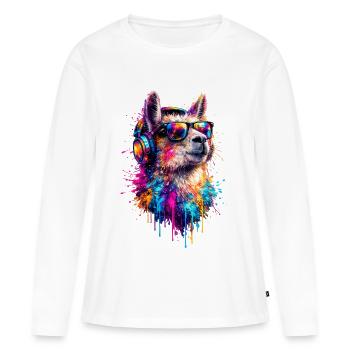 Pop Art des lamas - T-shirt manches longues Premium bio Femme - blanc - Devant - Julia (174cm)