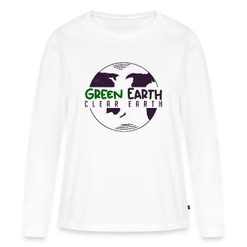 Grüne Erde, Klare Erde - Frauen Premium Bio Langarmshirt - Weiß - Vorne - Julia (174cm)