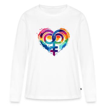 Conception de chemise duo pour la Saint-Valentin pour femmes - T-shirt manches longues Premium bio Femme - blanc - Devant - Julia (174cm)