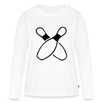 bowling - T-shirt manches longues Premium bio Femme - blanc - Devant - Julia (174cm)