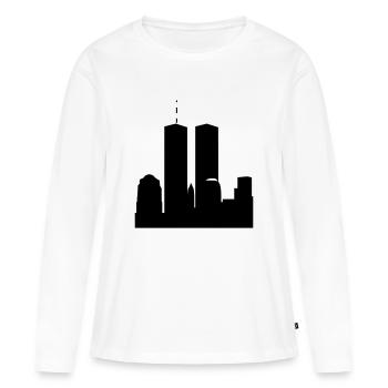 World Trade Center - WTC - Frauen Premium Bio Langarmshirt - Weiß - Vorne - Julia (174cm)