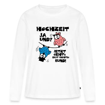 Eulen Hochzeit - ja und? - Frauen Premium Bio Langarmshirt - Weiß - Vorne - Julia (174cm)