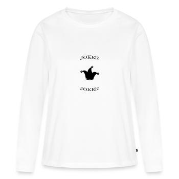 JOKER - "THE JOKER" - Frauen Premium Bio Langarmshirt - Weiß - Vorne - Julia (174cm)