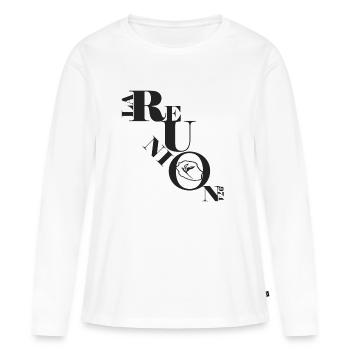 Ecriture Réunion + dessin Paille en queue - T-shirt manches longues Premium bio Femme - blanc - Devant - Julia (174cm)