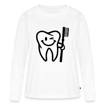 Dent - T-shirt manches longues Premium bio Femme - blanc - Devant - Julia (174cm)