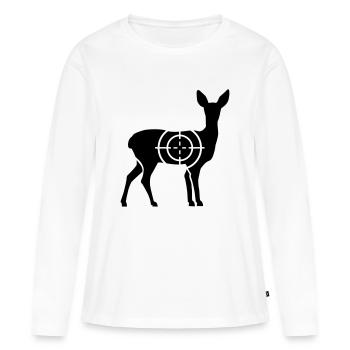 Chevreuil - T-shirt manches longues Premium bio Femme - blanc - Devant - Julia (174cm)