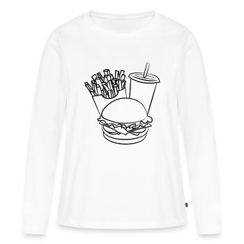 menu délicieux hamburger fast food - T-shirt manches longues Premium bio Femme - blanc - Devant - Julia (174cm)