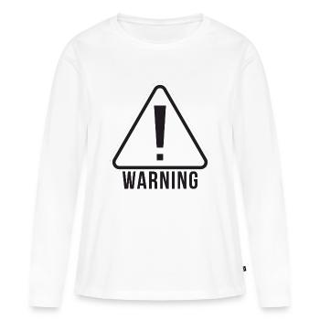 Avertissement - T-shirt manches longues Premium bio Femme - blanc - Devant - Julia (174cm)