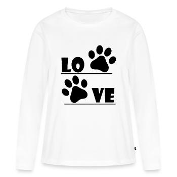 Chien chien - T-shirt manches longues Premium bio Femme - blanc - Devant - Julia (174cm)