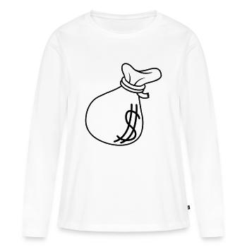 Sac d’argent de symbole de dollar - T-shirt manches longues Premium bio Femme - blanc - Devant - Julia (174cm)