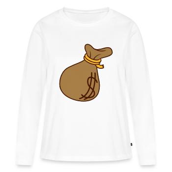 Sac d’argent de symbole de dollar - T-shirt manches longues Premium bio Femme - blanc - Devant - Julia (174cm)